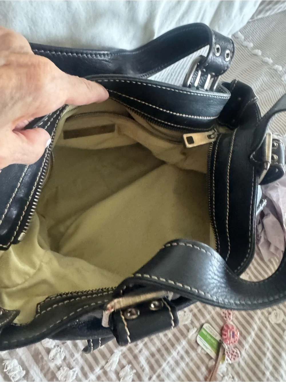 Marc Jacobs Black Leather Messenger Bag with Dual Front Pockets
